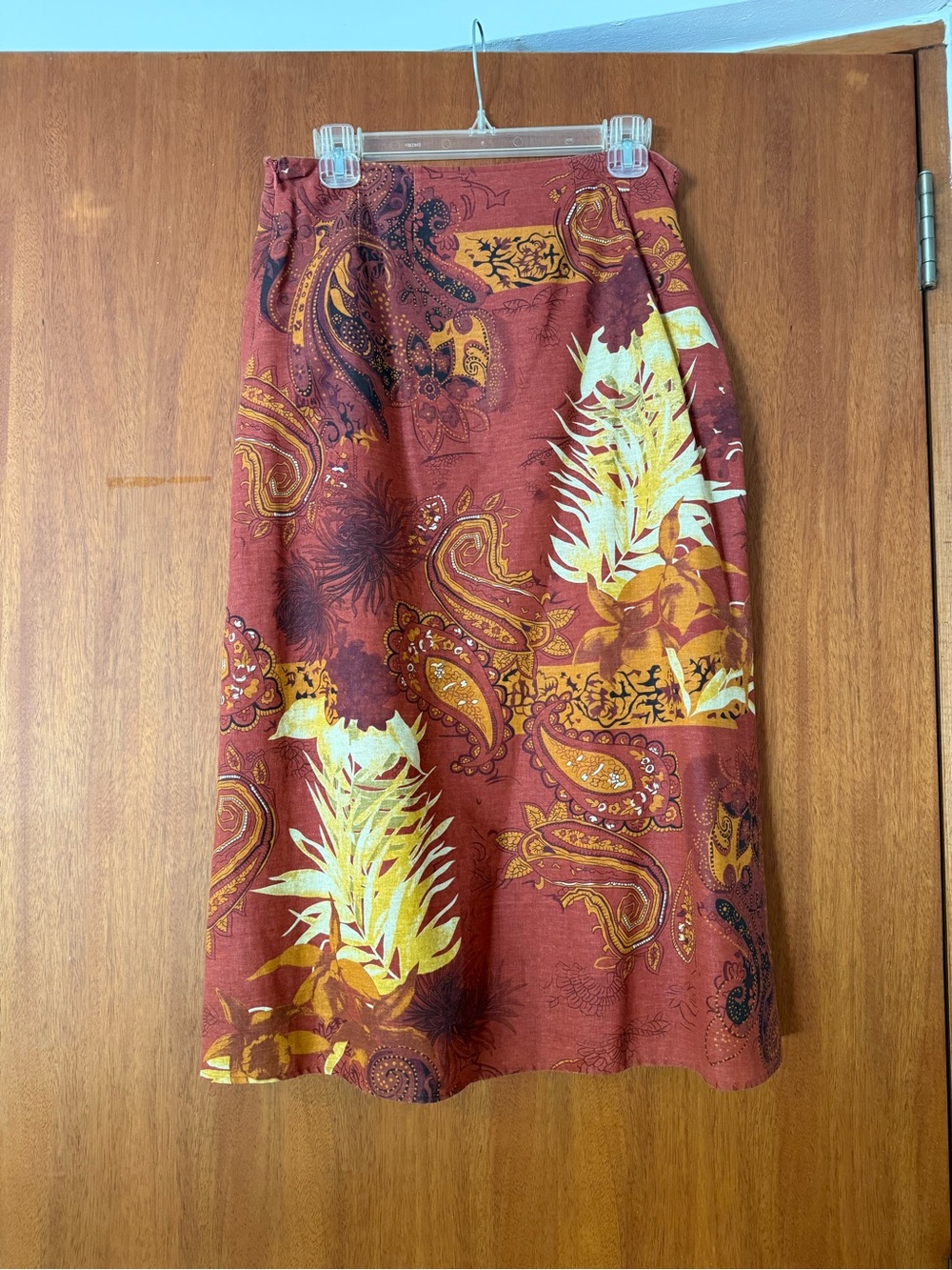 Vintage Carole Little Rust Paisley Floral Midi Skirt